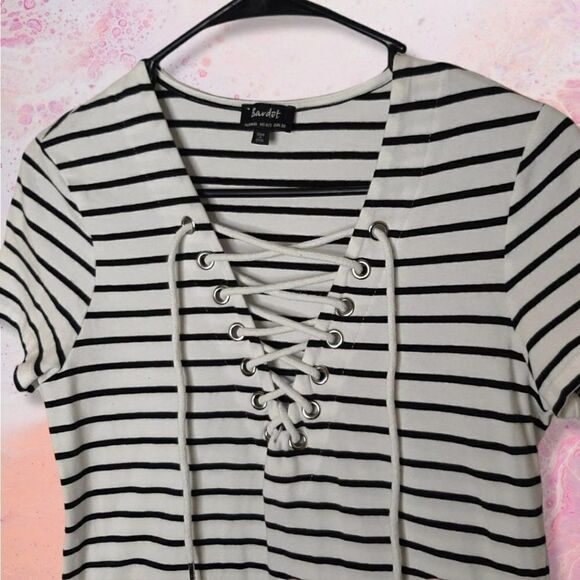 Bardot Australia Stripe Swing Mini Dress in Black sz 6/S US - Picture 4 of 11